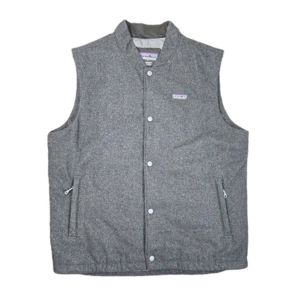 Patagonia Recycled Wool Vest Mens Large Charcoal Button Up Lined Workwear